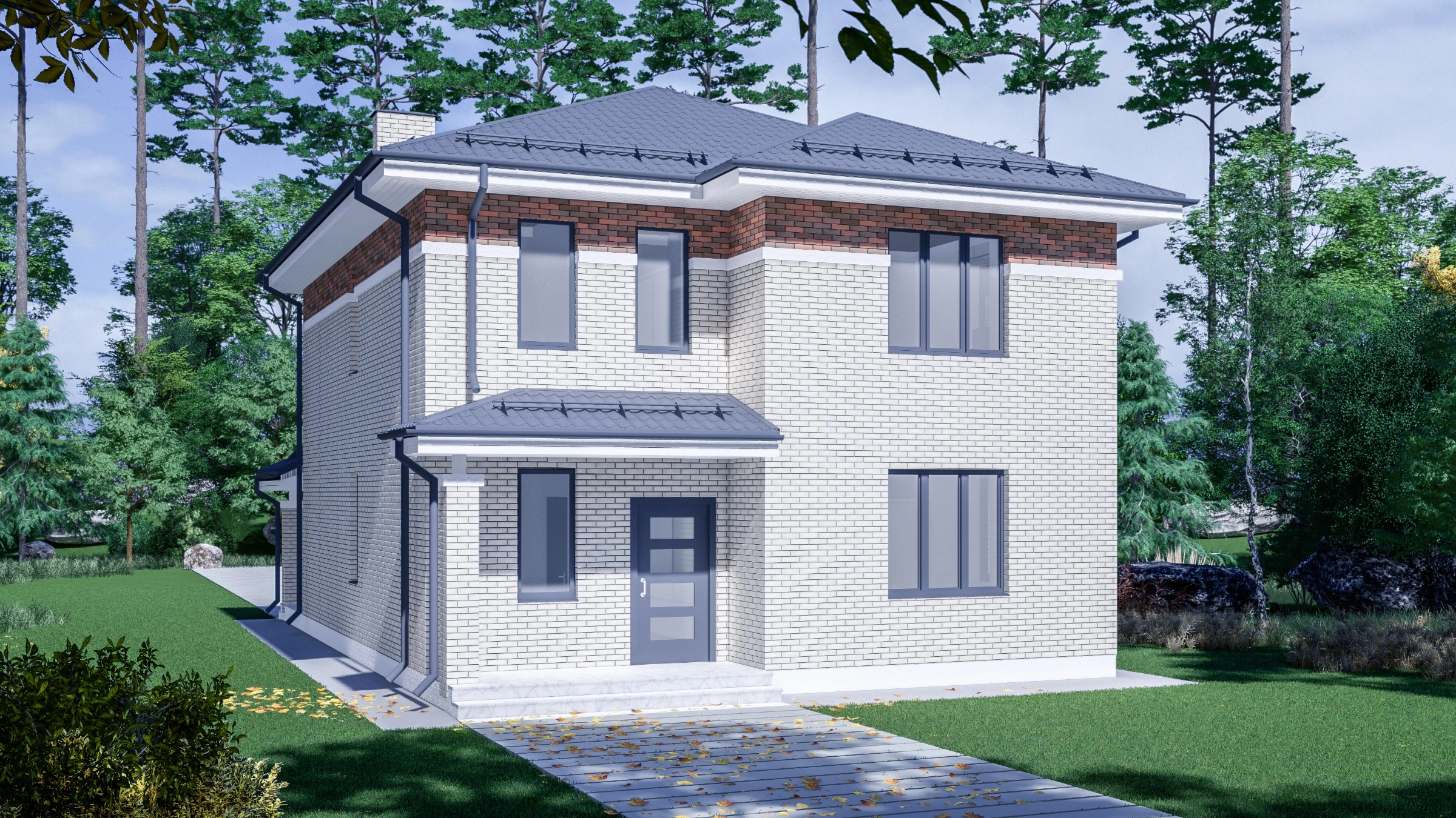 Готовый проект двухэтажного дома из газобетона площадью 170 м²